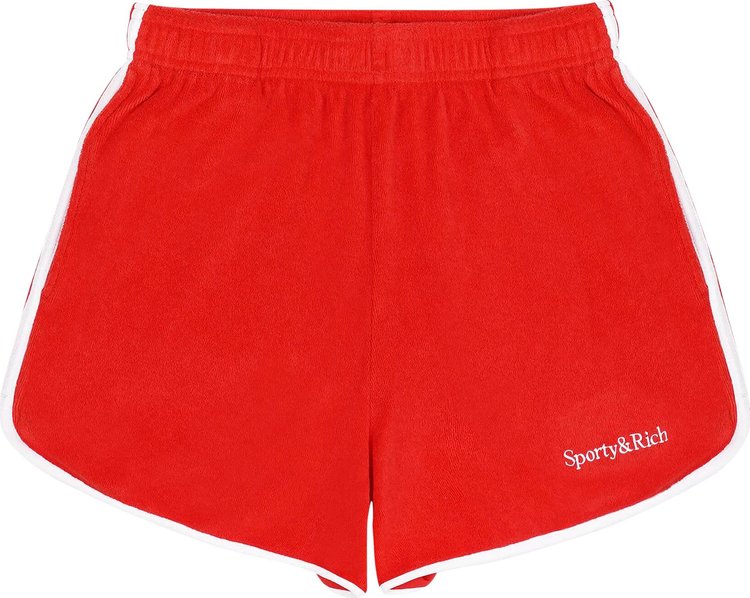 Sporty  Rich Serif Logo Terry Shorts RedWhite