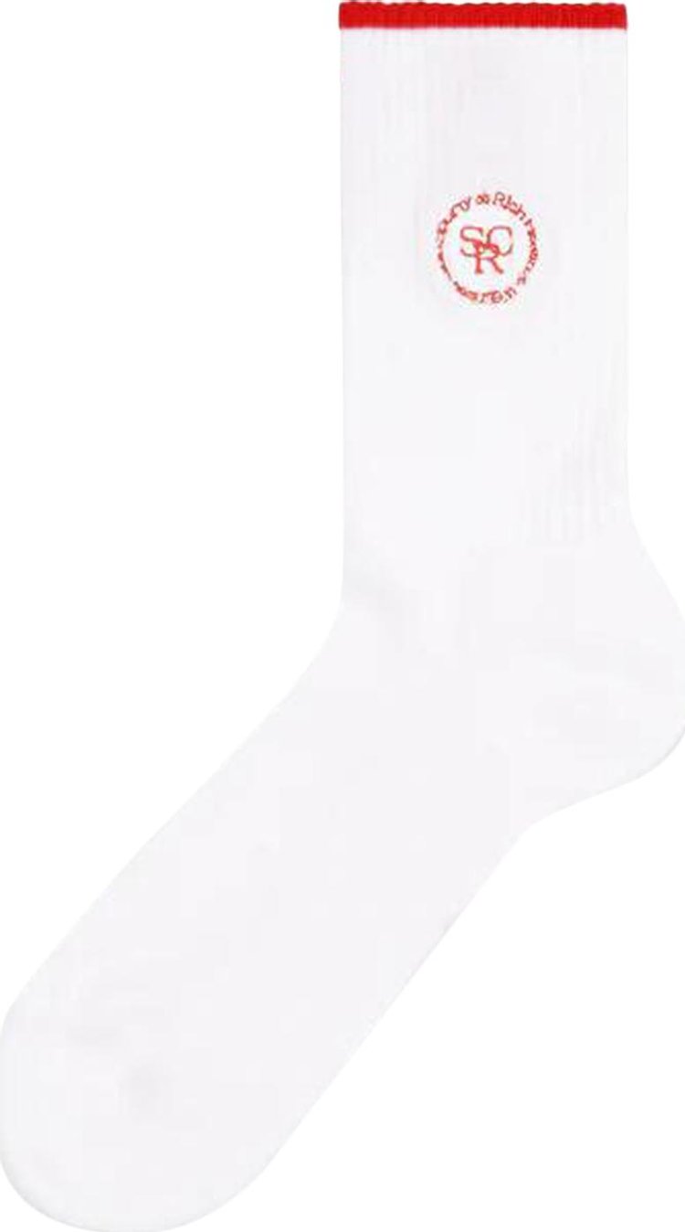 Sporty  Rich SRHWC Embroidered Socks WhiteBright Red