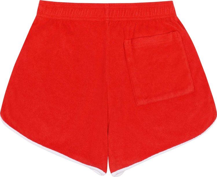 Sporty  Rich Serif Logo Terry Shorts RedWhite