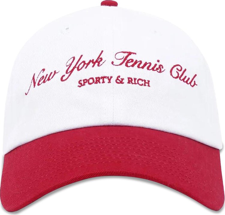 Sporty  Rich NY Tennis Club Embroidered Hat WhiteBright Red