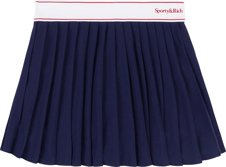 Sporty  Rich Serif Logo Pleated Skirt NavyWhiteBright Red