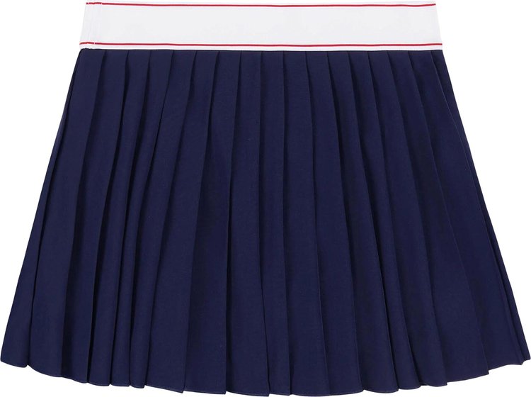 Sporty  Rich Serif Logo Pleated Skirt NavyWhiteBright Red