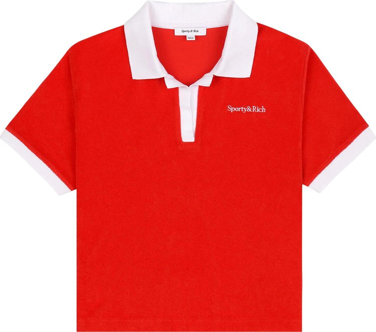 Sporty  Rich Serif Logo Terry Polo Bright RedWhite