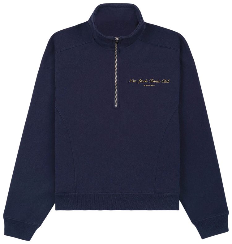 Sporty  Rich NY Tennis Club Quarter Zip Navy
