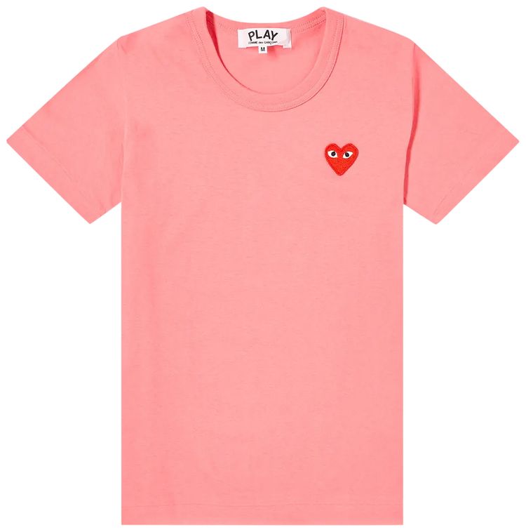 Comme des Garcons PLAY Basic Heart Logo T Shirt Pink
