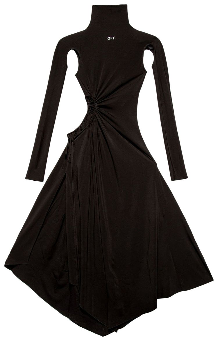 Off White Plisse Panel Dress Black