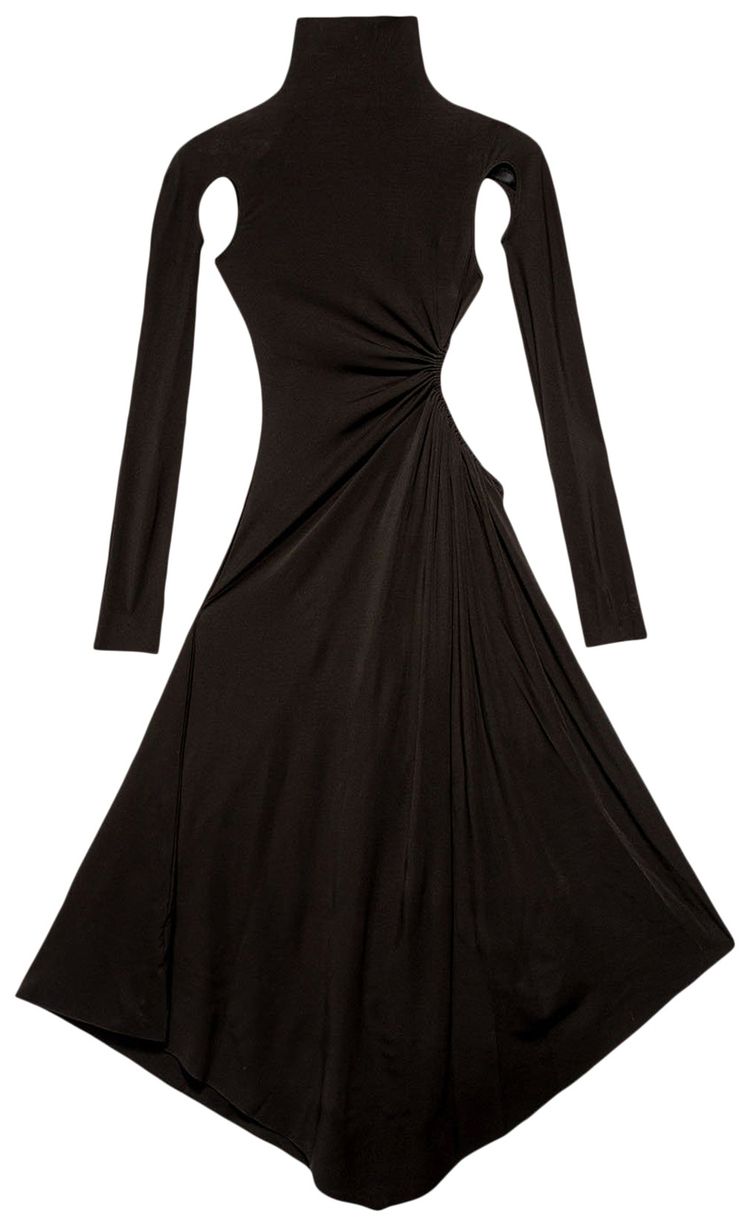 Off White Plisse Panel Dress Black