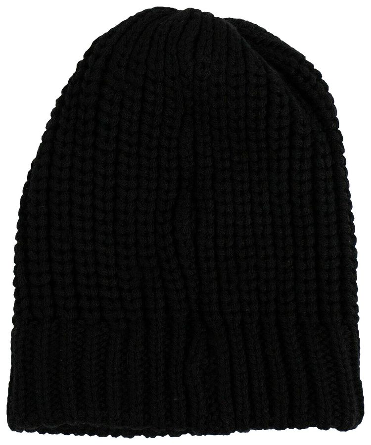 Palm Angels Wool Knit Embroidered Beanie Black