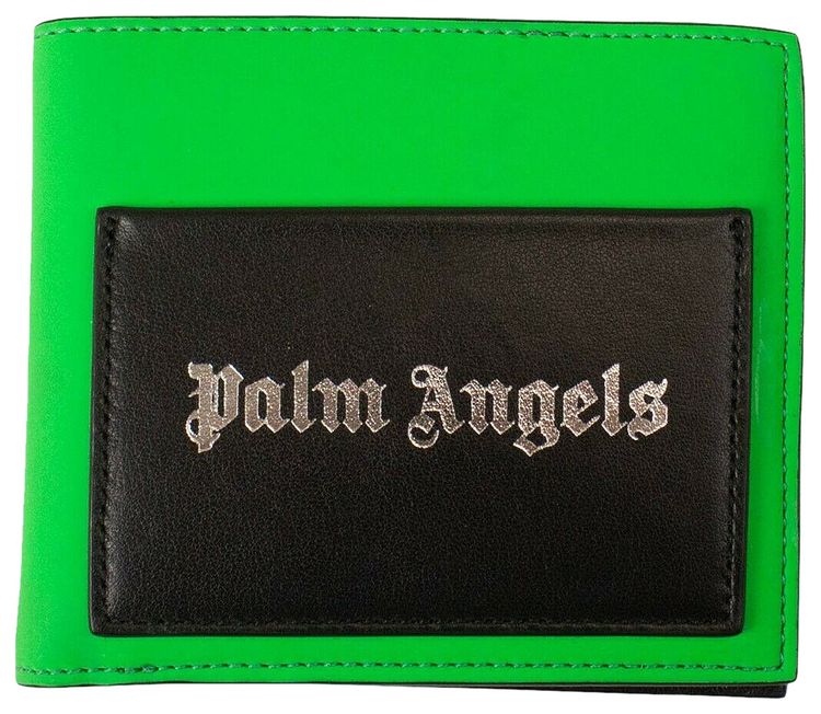 Palm Angels Logo Patch Wallet Green