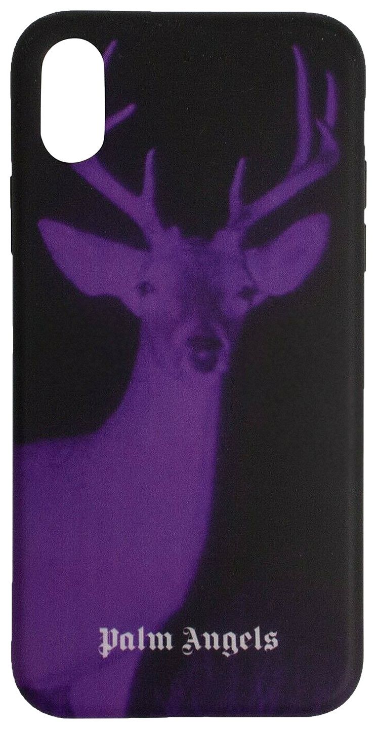 Palm Angels Deer Logo Print iPhone X Case BlackPurple