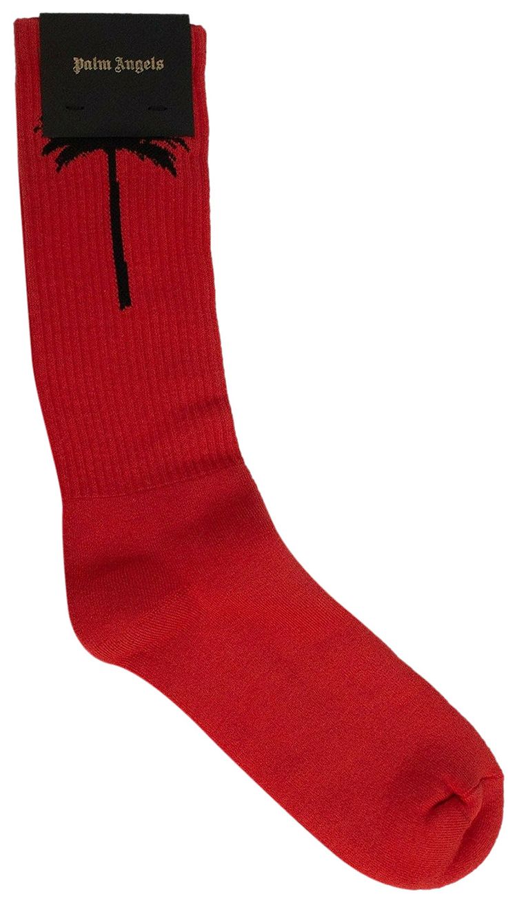 Palm Angels Palm Tree Print Socks Red
