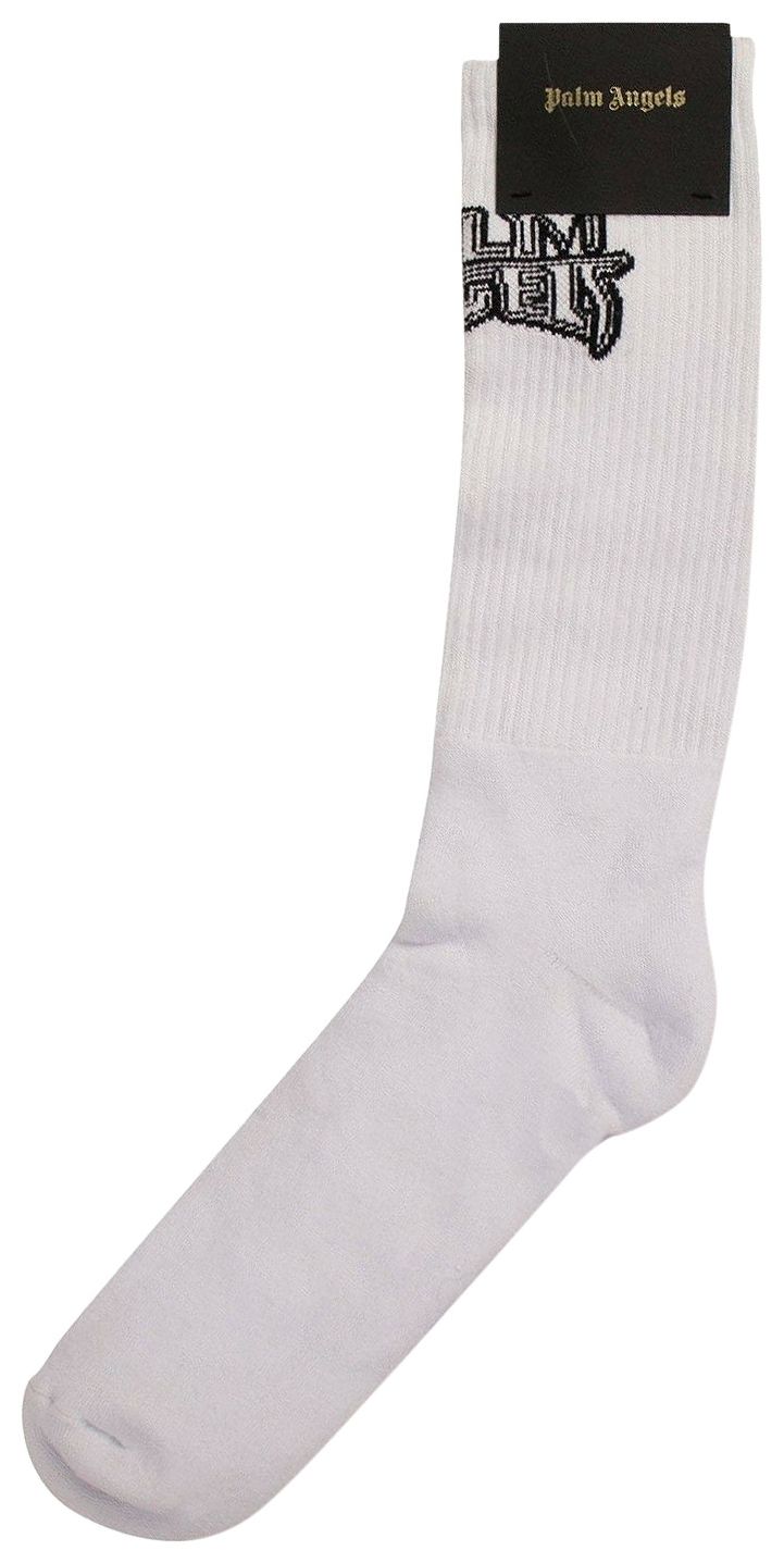 Palm Angels Logo Mid Calf Socks White
