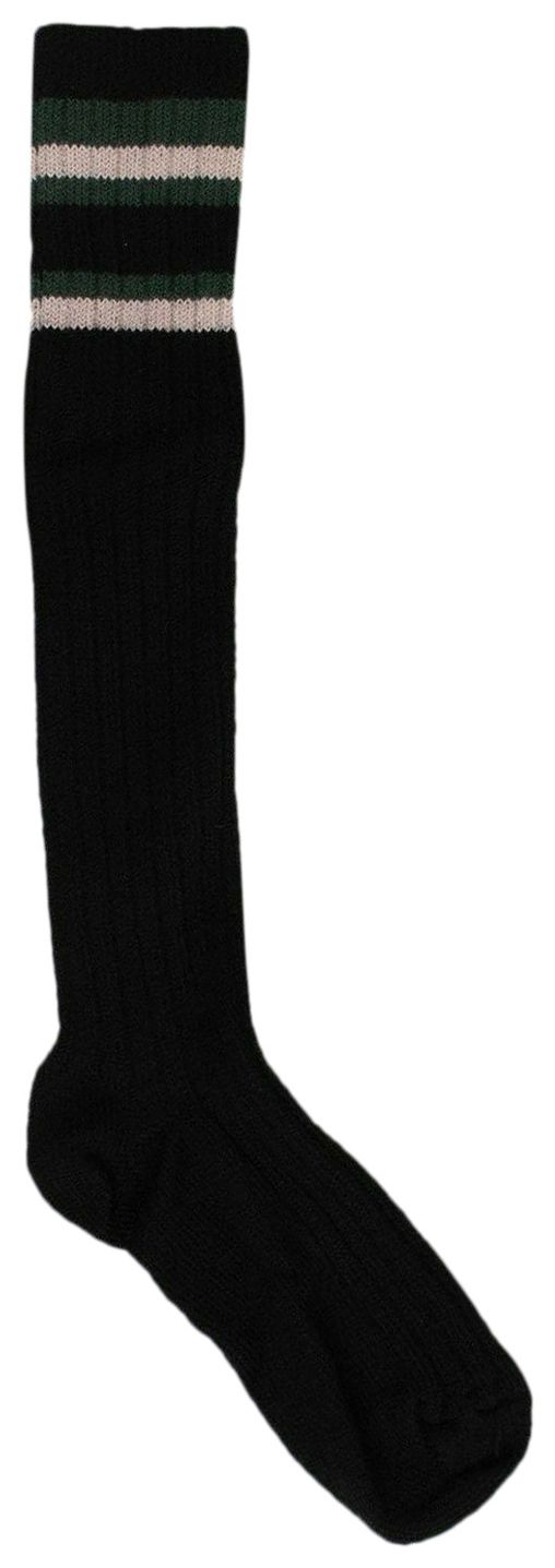 Palm Angels Ribbed Stiped Knee High Socks BlackGreen