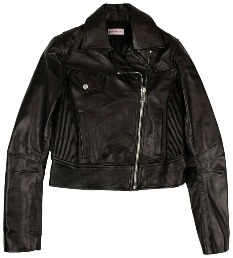 Palm Angels Leather Biker Jacket Black