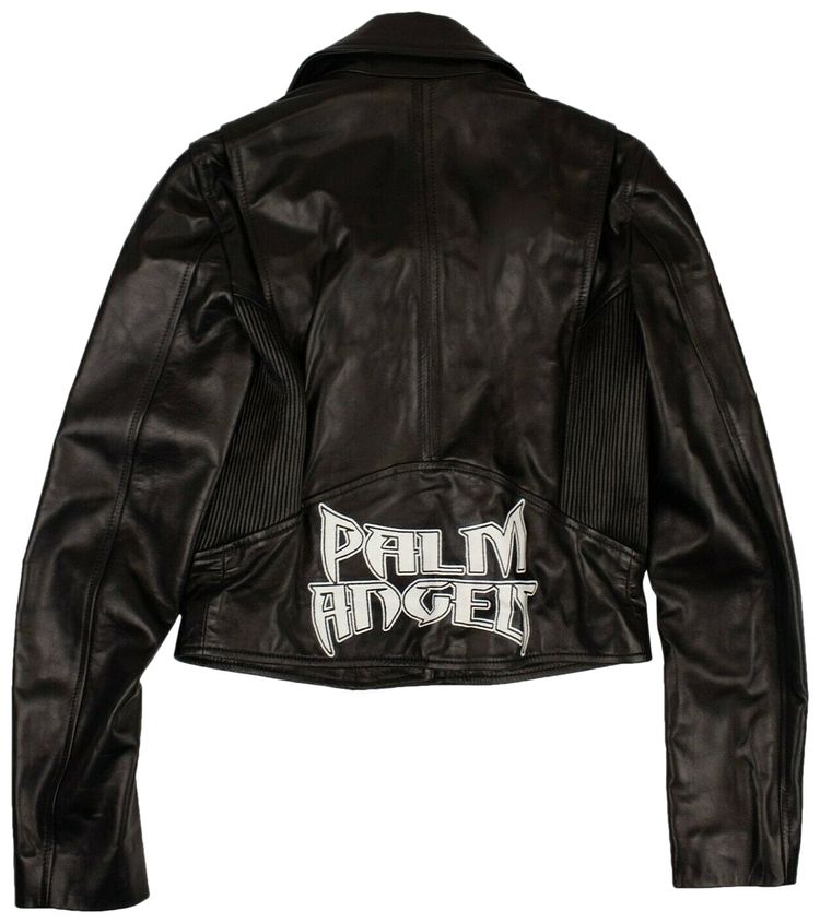 Palm Angels Leather Biker Jacket Black