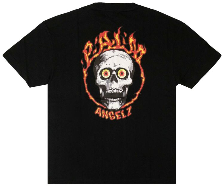 Palm Angels Skull On Fire T Shirt Black