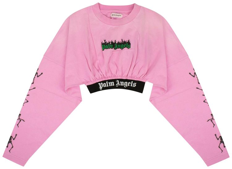 Palm Angels Dance Of Death Cropped T Shirt Pink