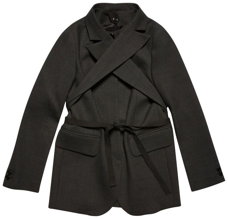 MM6 Maison Margiela Crossed Label Jacket Dark Grey Melange