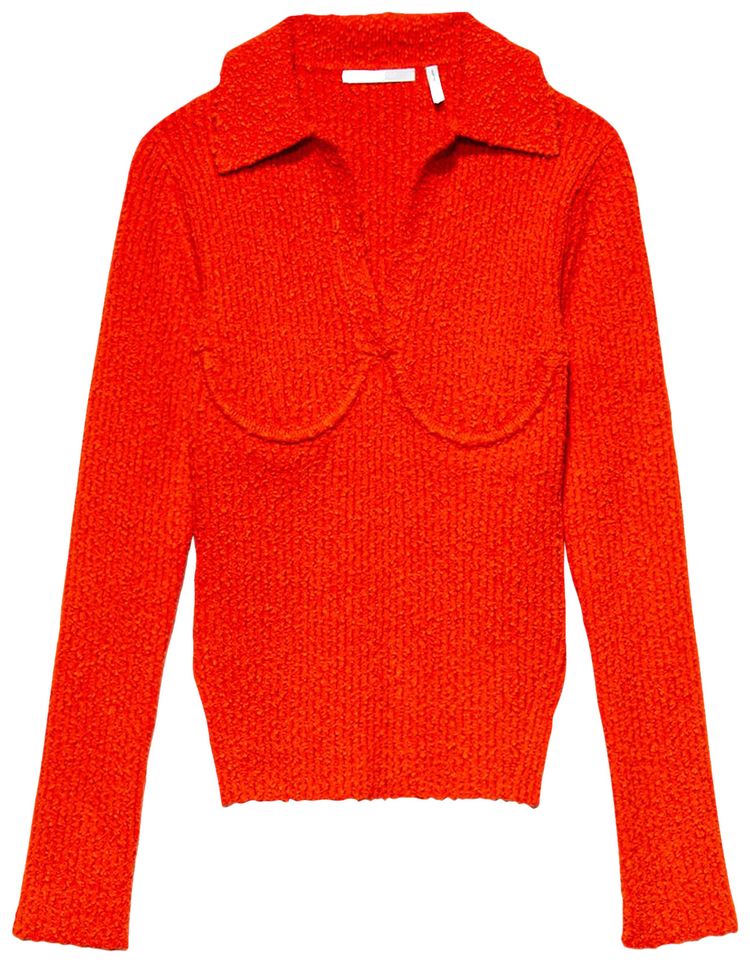 Helmut Lang Slubbed Knit Polo Flare