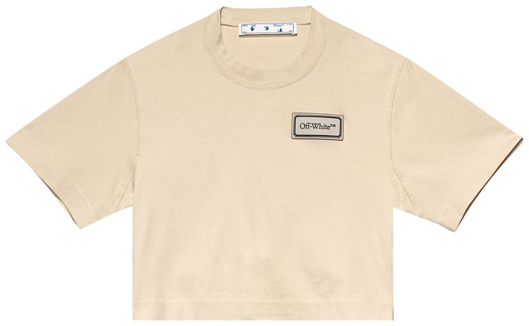 Off White Logo Patch Cropped T Shirt GreyBlack
