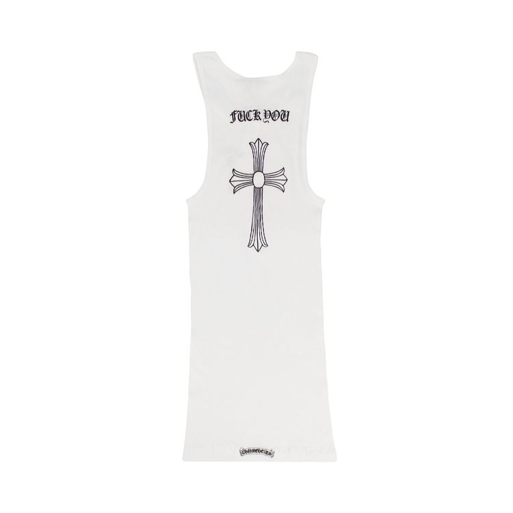 Chrome Hearts Ribbed Cross Logo F You Tank Top White