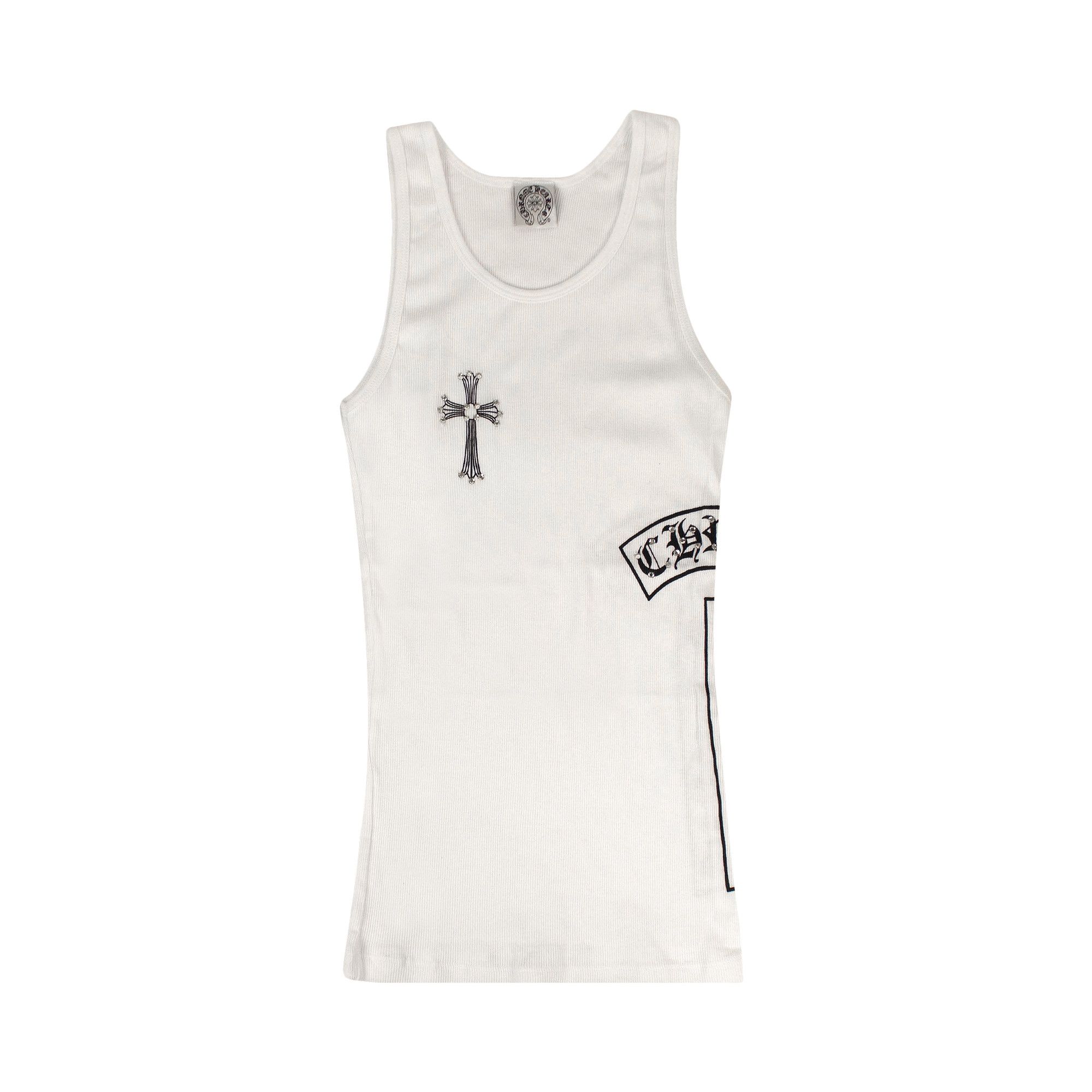 Buy Chrome Hearts Ribbed Swarovski Crystals Side Logo Tank Top 'White' -  1383 1000001RSCSLTT WHIT | GOAT