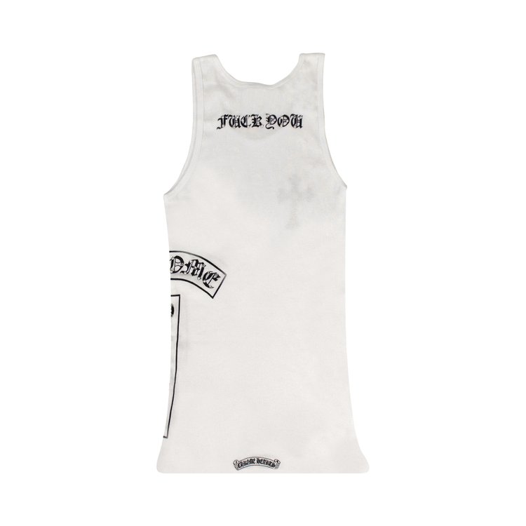 Chrome Hearts Ribbed Crystals Side Logo F You Tank Top White