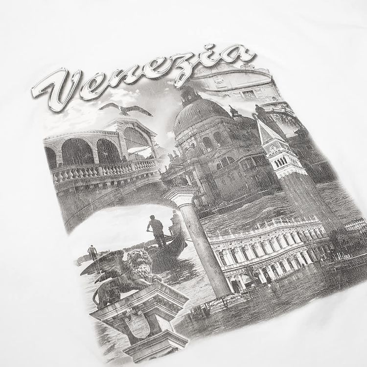 Balenciaga Venezia Print Oversized T Shirt WhiteGrey