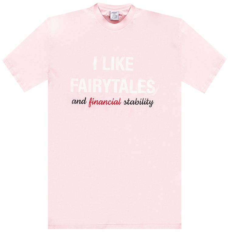 Vetements Financial Fairytale T Shirt Baby Pink