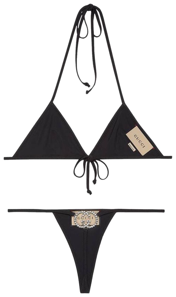 Gucci Jersey Bikini With Interlocking G Black