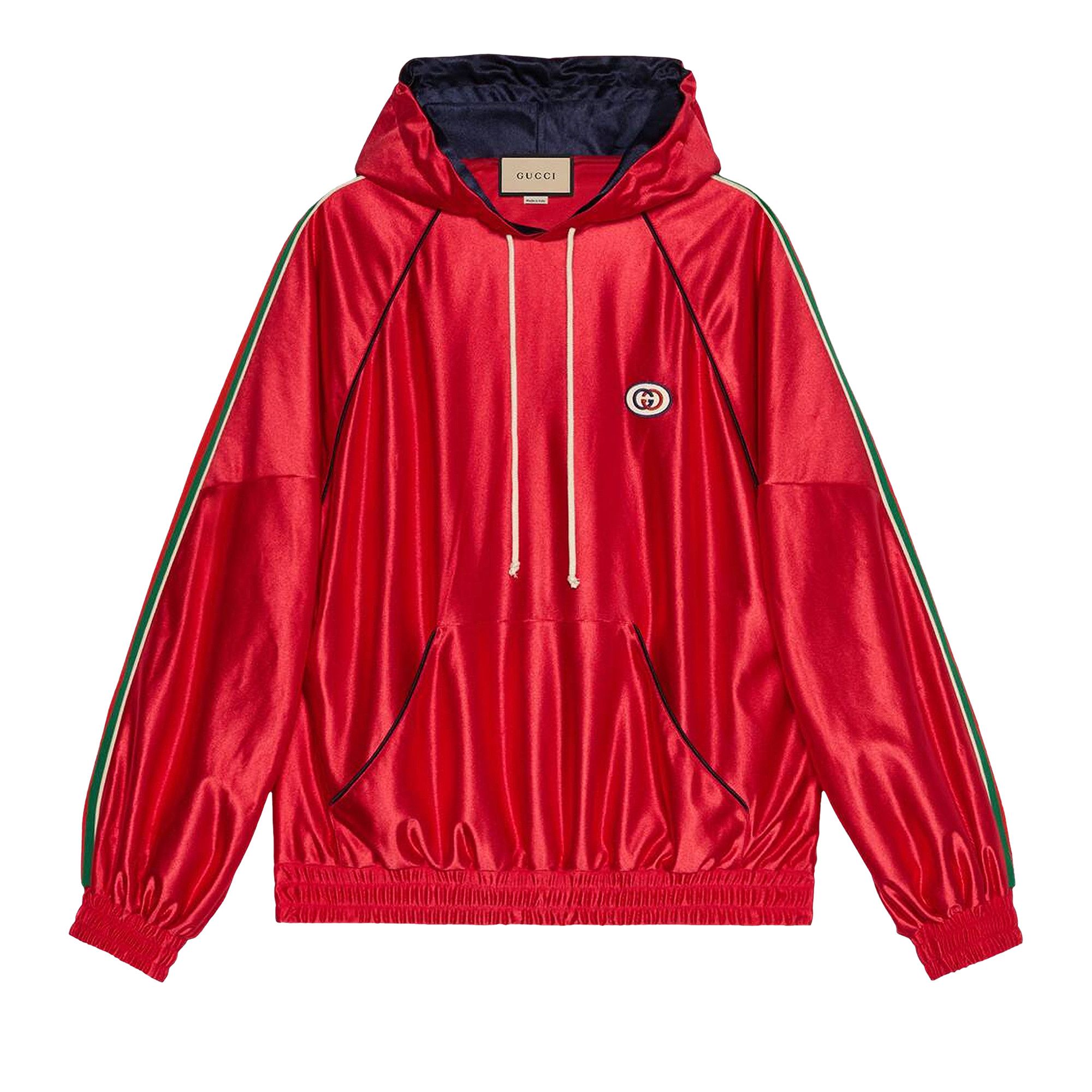 【50％OFF】 Buy Gucci Shiny Jersey Hooded Sweatshirt With Web 'Red ハンドバッグ