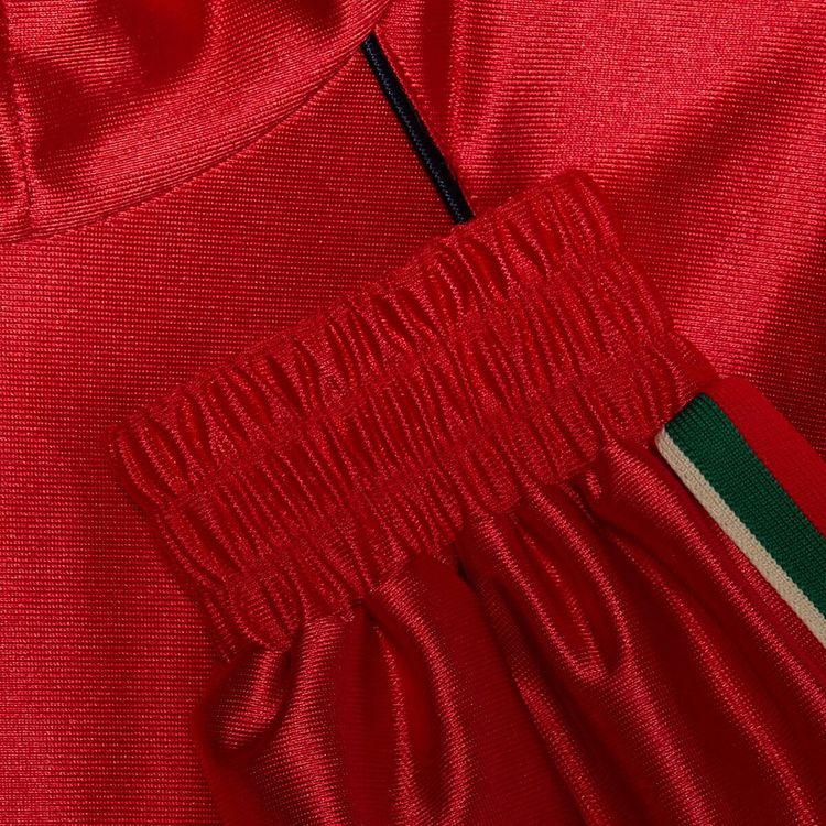Gucci Shiny Jersey Hooded Sweatshirt With Web Red