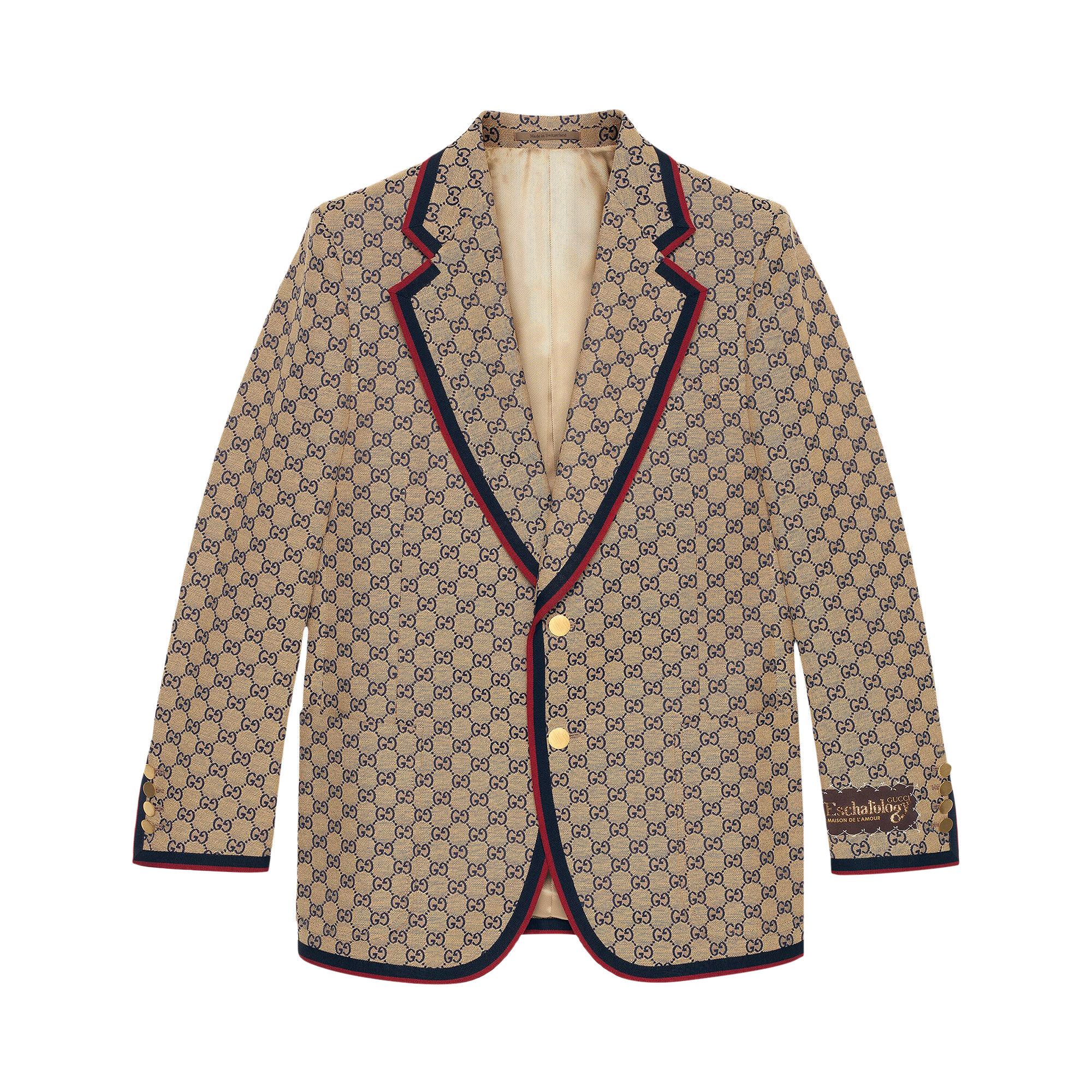 アキレス　GUCCI アイボリー ダブルブレストジャケット Buy Gucci GG Canvas Single Breasted Jacket 'Paste/Blue' - 654922