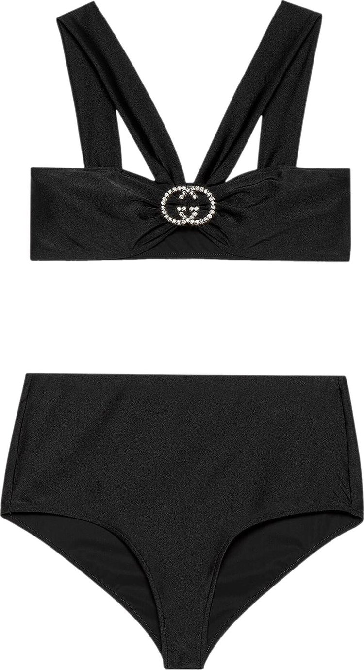 Gucci Jersey Bikini With Interlocking G Black