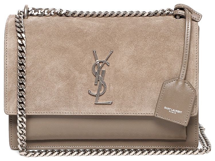Saint Laurent Sunset Shoulder Bag Warm Taupe