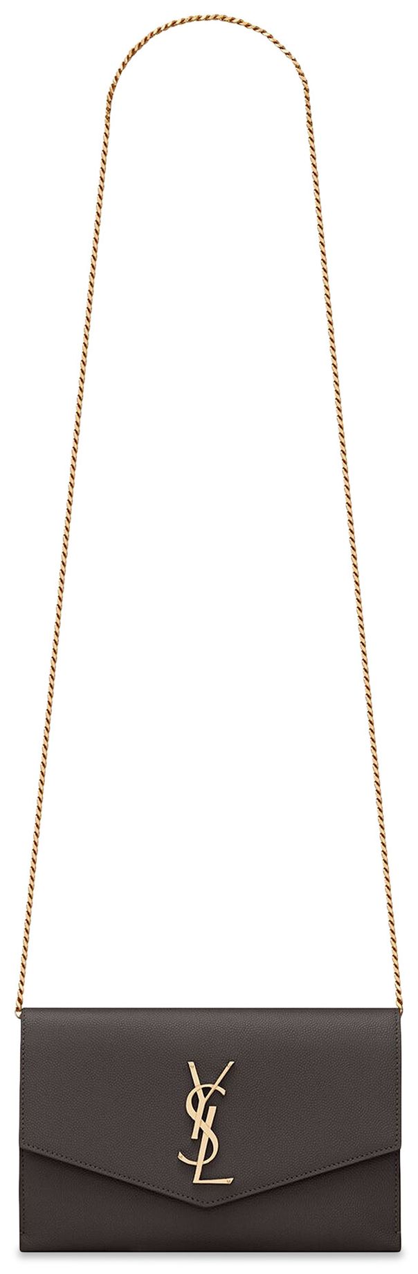 Saint Laurent Uptown Chain Wallet Pebble