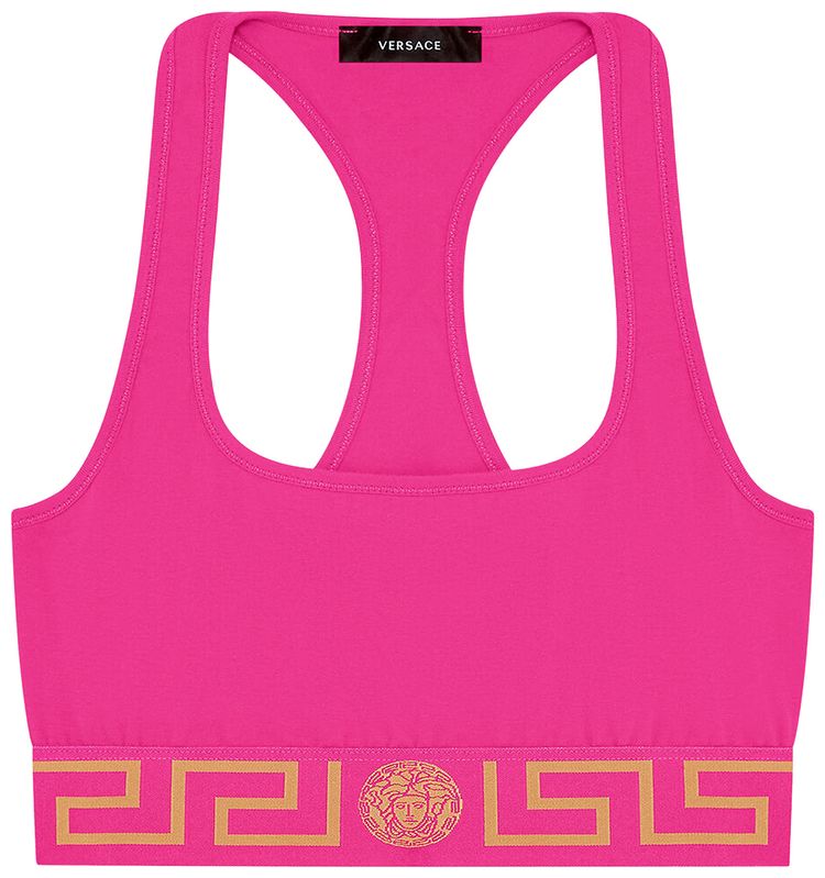 Versace Greca Border Sports Bra Fuchsia