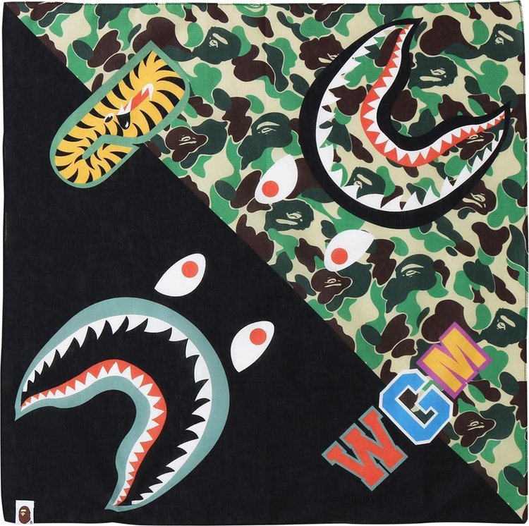 BAPE ABC Camo Shark Bandana Green