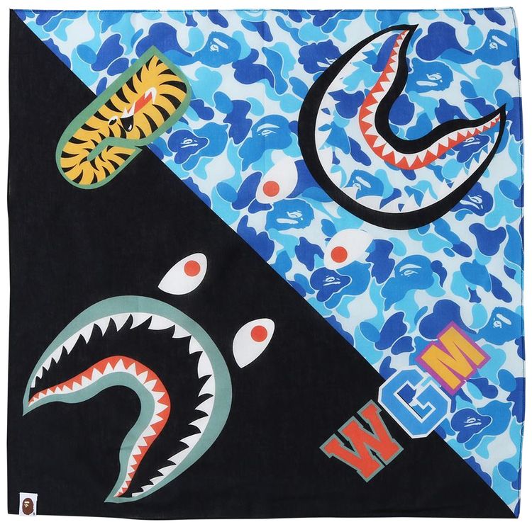 BAPE ABC Camo Shark Bandana Blue