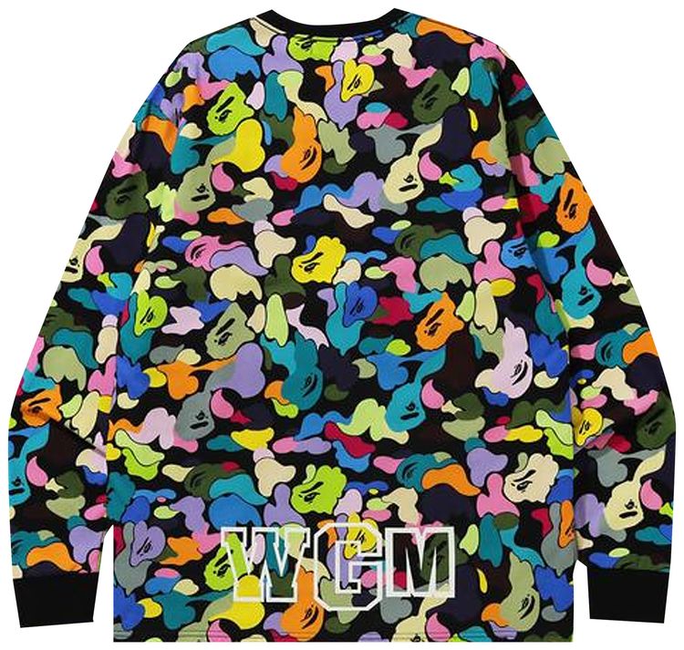 BAPE Multi Camo Shark Long Sleeve Tee Black