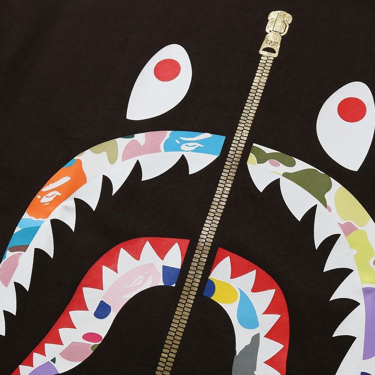 BAPE Multi Camo Shark Relaxed Fit Tee Black