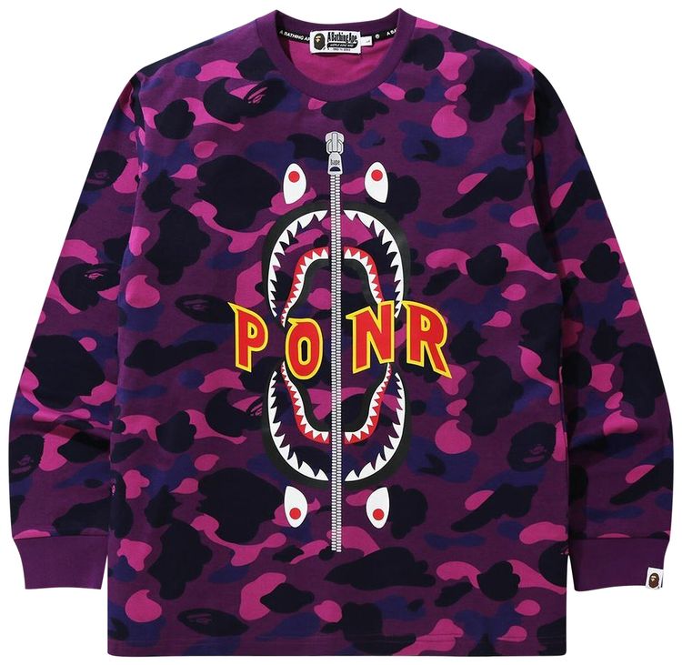 BAPE Color Camo Shark Long Sleeve Tee Purple
