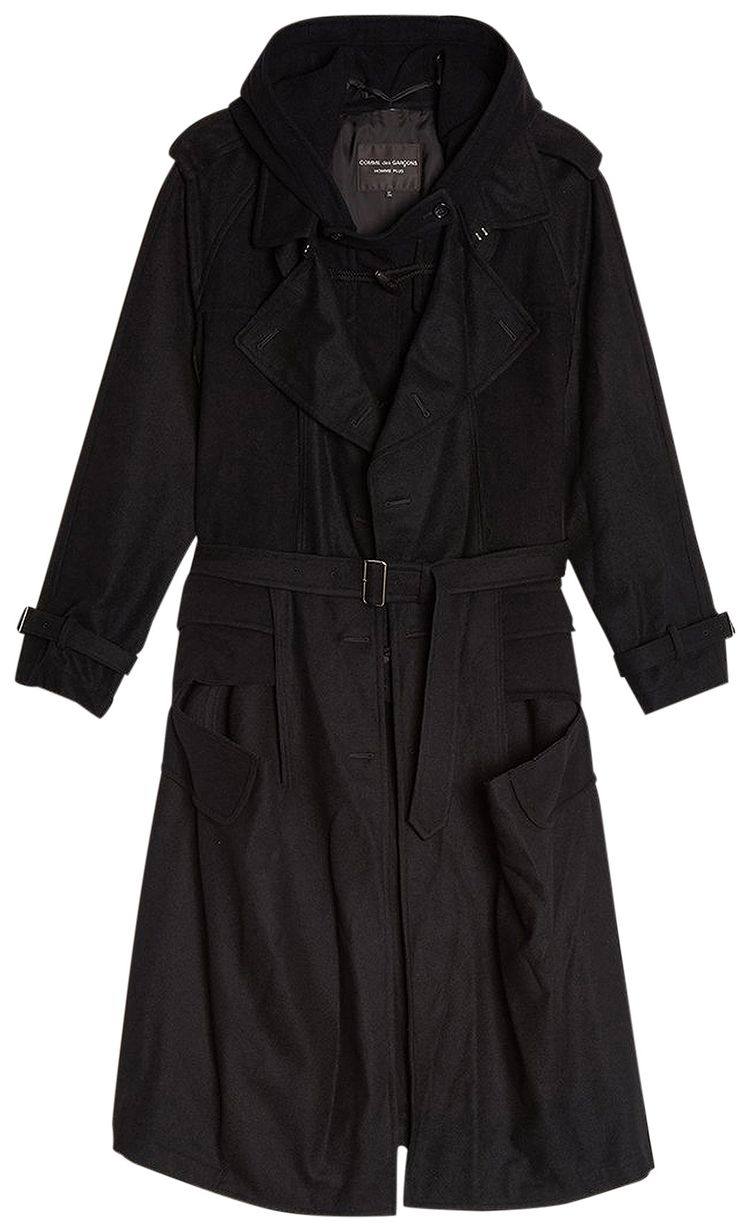 Comme des Garcons Homme Plus Flannel Wool Mosser Coat Black