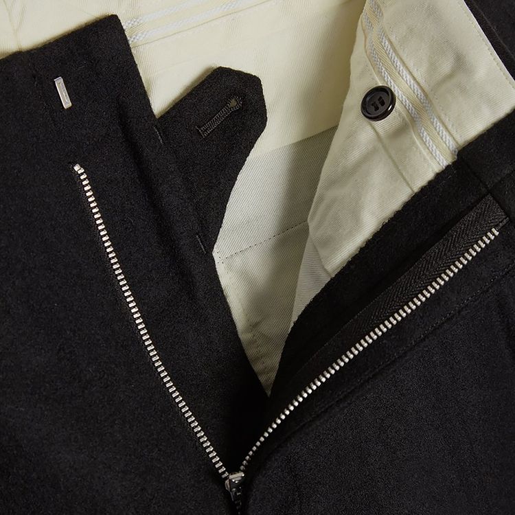 Comme des Garcons Homme Plus Woolen Yarn Wool Flannel Trousers Black