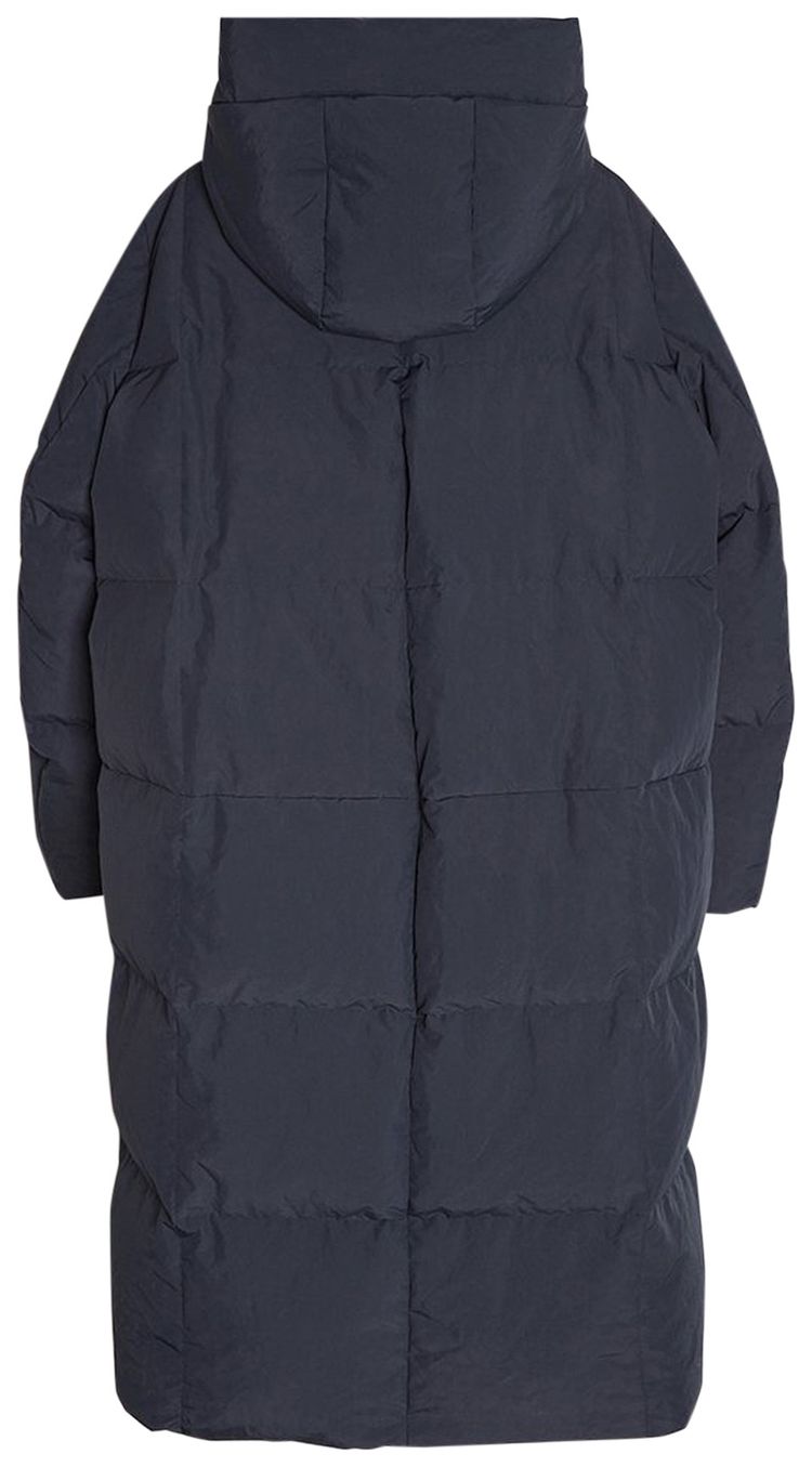 Jil Sander Long Hooded Warm Fill Down Coat Dark Blue
