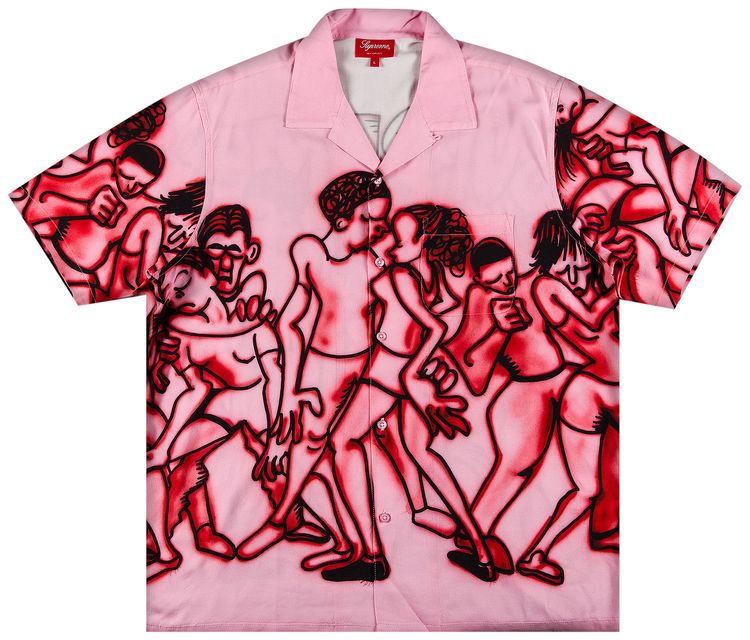 Supreme Dancing Rayon Short Sleeve Shirt Pink
