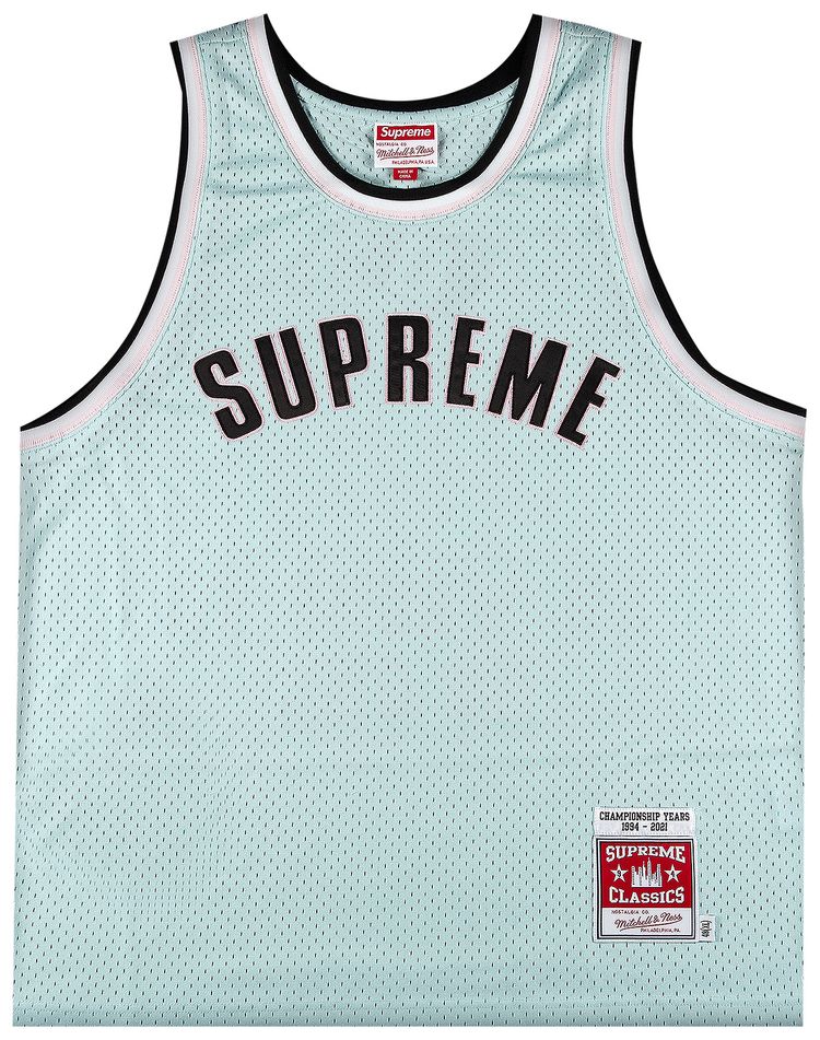 Supreme x Mitchell And Ness Basketball Jersey Light Blue