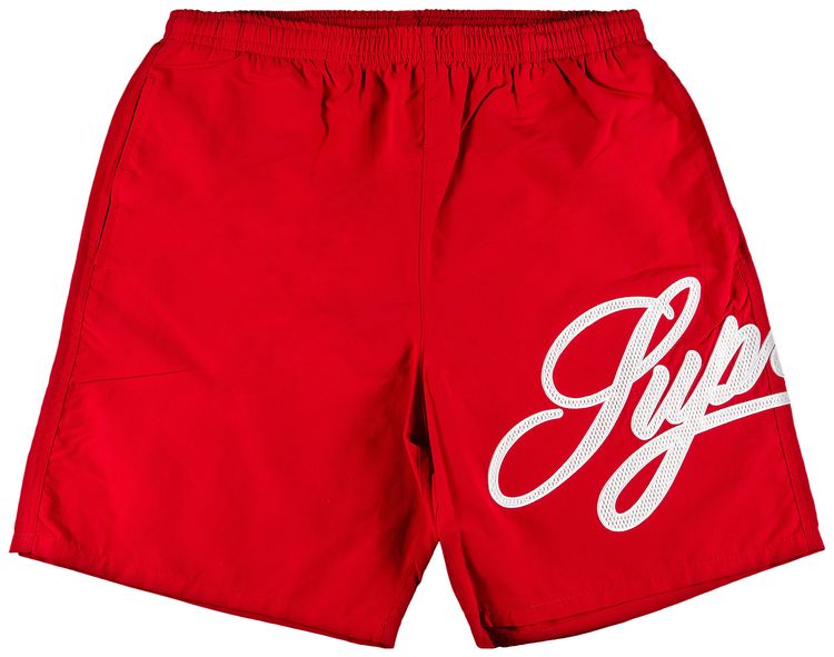 Supreme Mesh Script Water Short Red