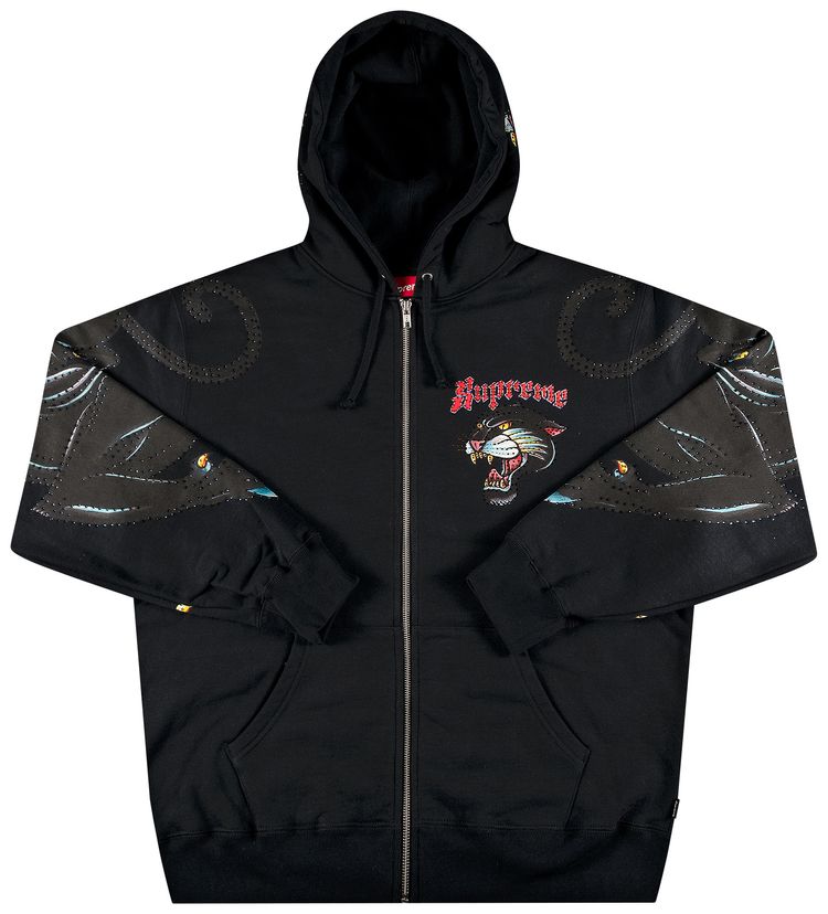 Supreme Panther Zip Up Hooded Sweatshirt Black
