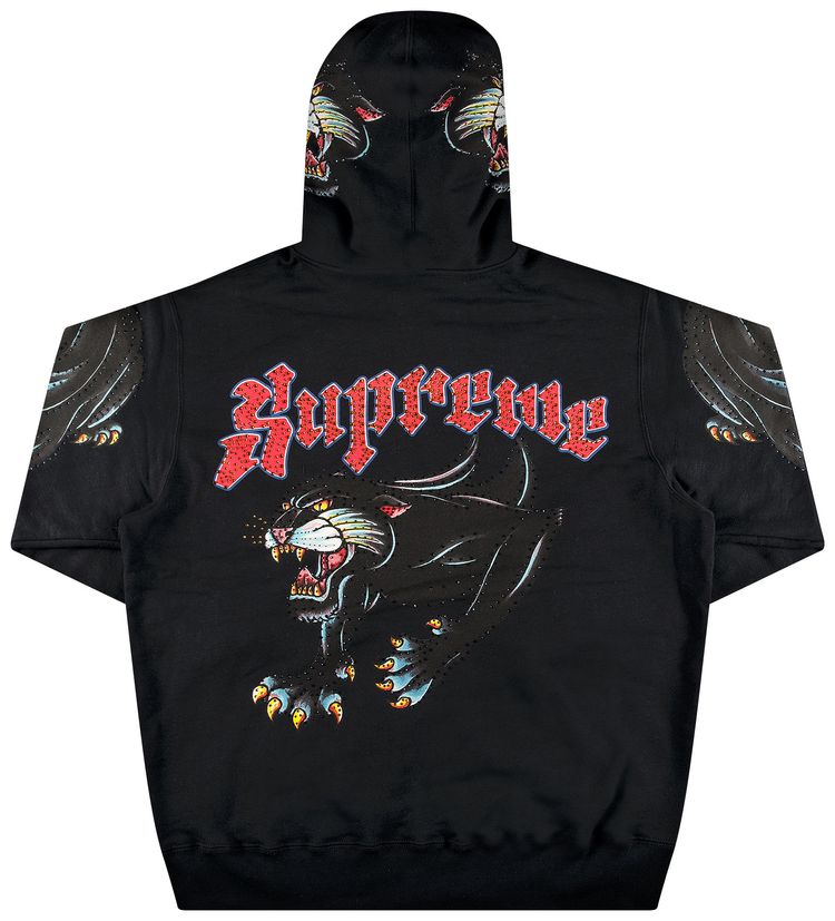 Supreme Panther Zip Up Hooded Sweatshirt Black